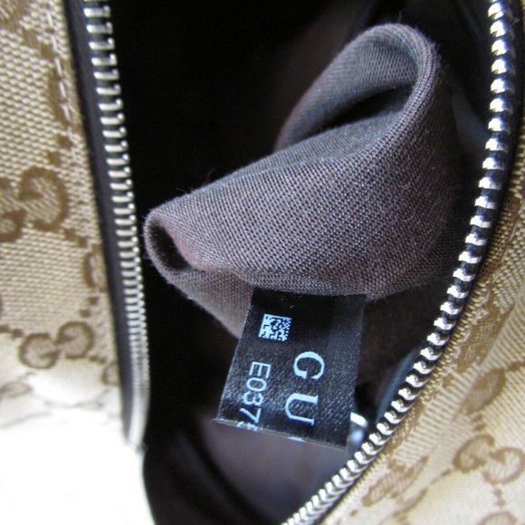 Authentic GUCCI Canvas& Leather Beige/Brown ebony GG print Backpack Large UNISEX - Picture 8 of 15